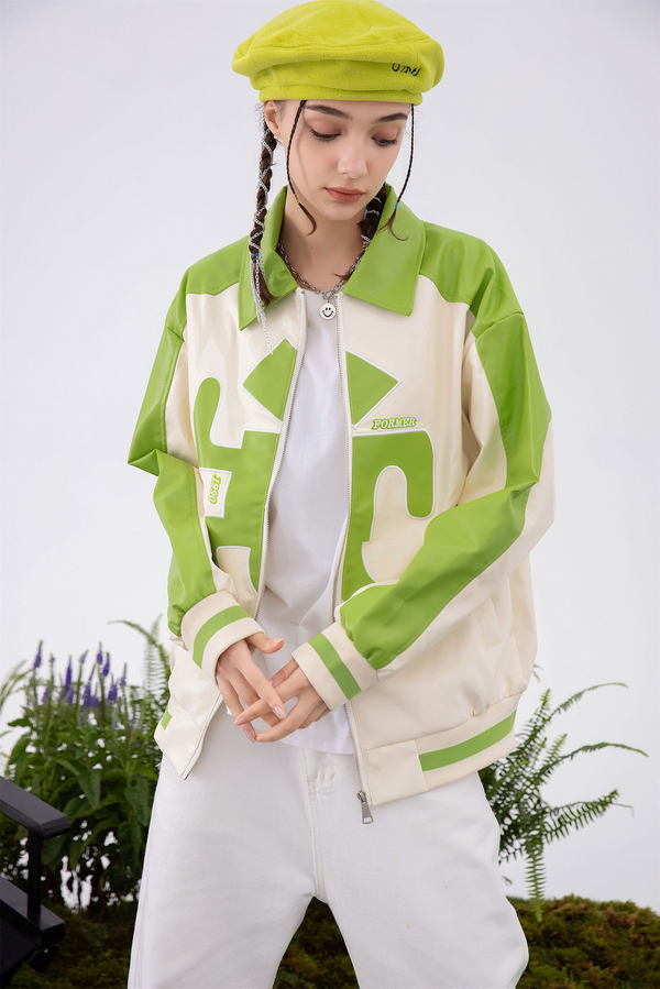 Ellesey - "FORMEERLOVER" Green Varsity Jacket- Streetwear Fashion - ellesey.com