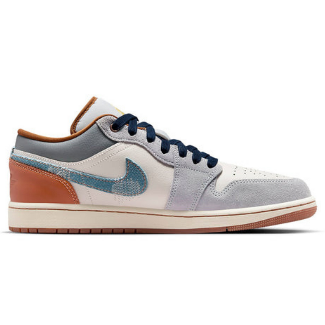 Air Jordan 1 Low SE Phantom Repaired Denim Swoosh- Streetwear Fashion - ellesey.com