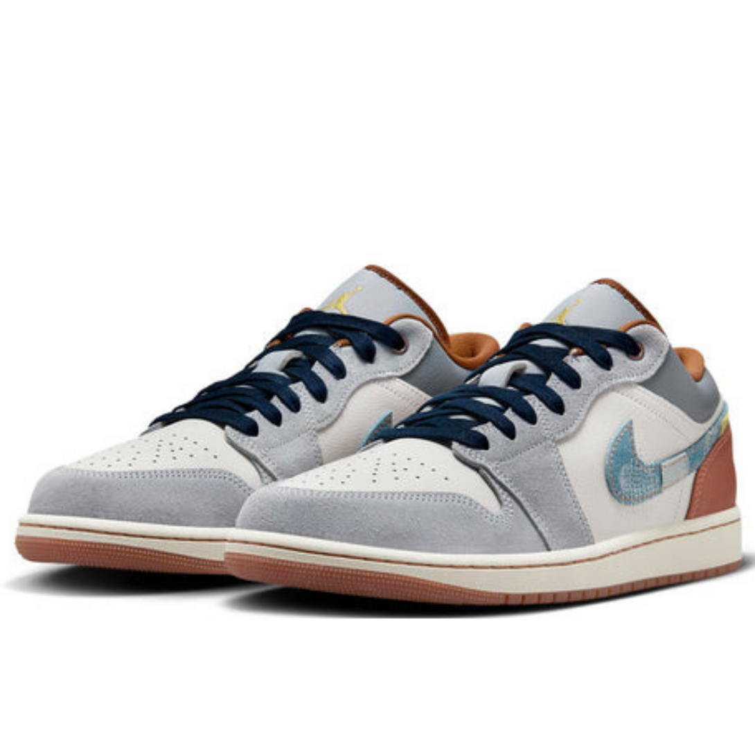 Air Jordan 1 Low SE Phantom Repaired Denim Swoosh- Streetwear Fashion - ellesey.com