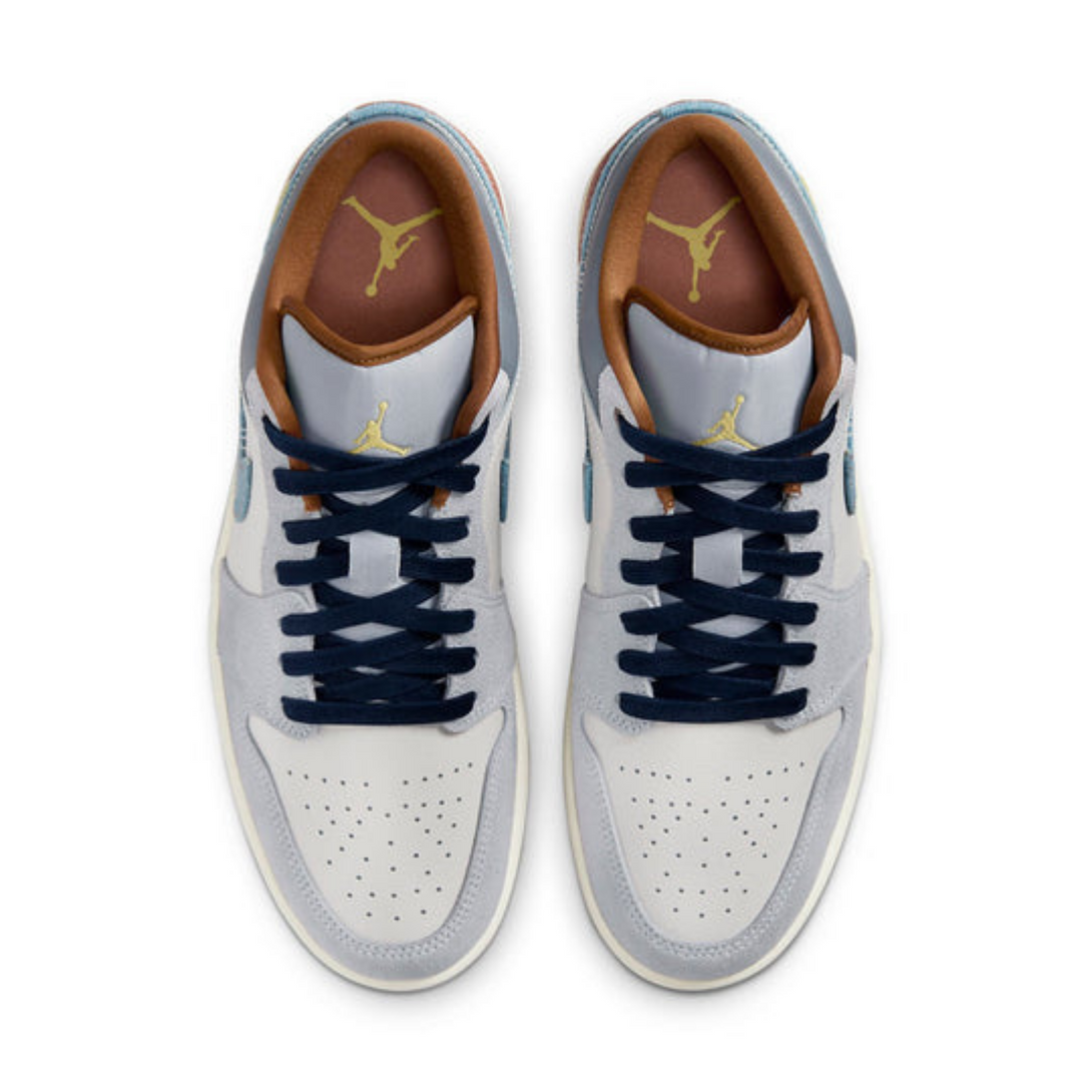 Air Jordan 1 Low SE Phantom Repaired Denim Swoosh- Streetwear Fashion - ellesey.com