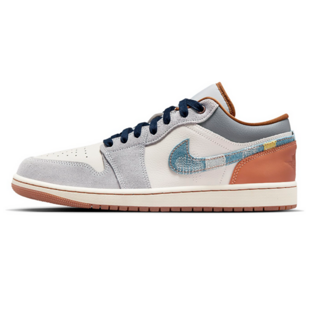 Air Jordan 1 Low SE Phantom Repaired Denim Swoosh- Streetwear Fashion - ellesey.com