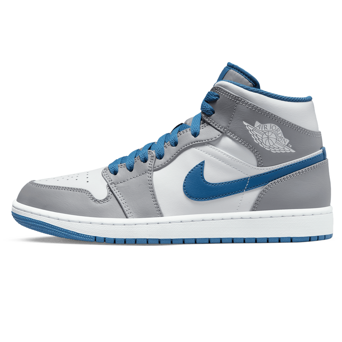 Air Jordan 1 Mid 'Cement True Blue'- Streetwear Fashion - ellesey.com