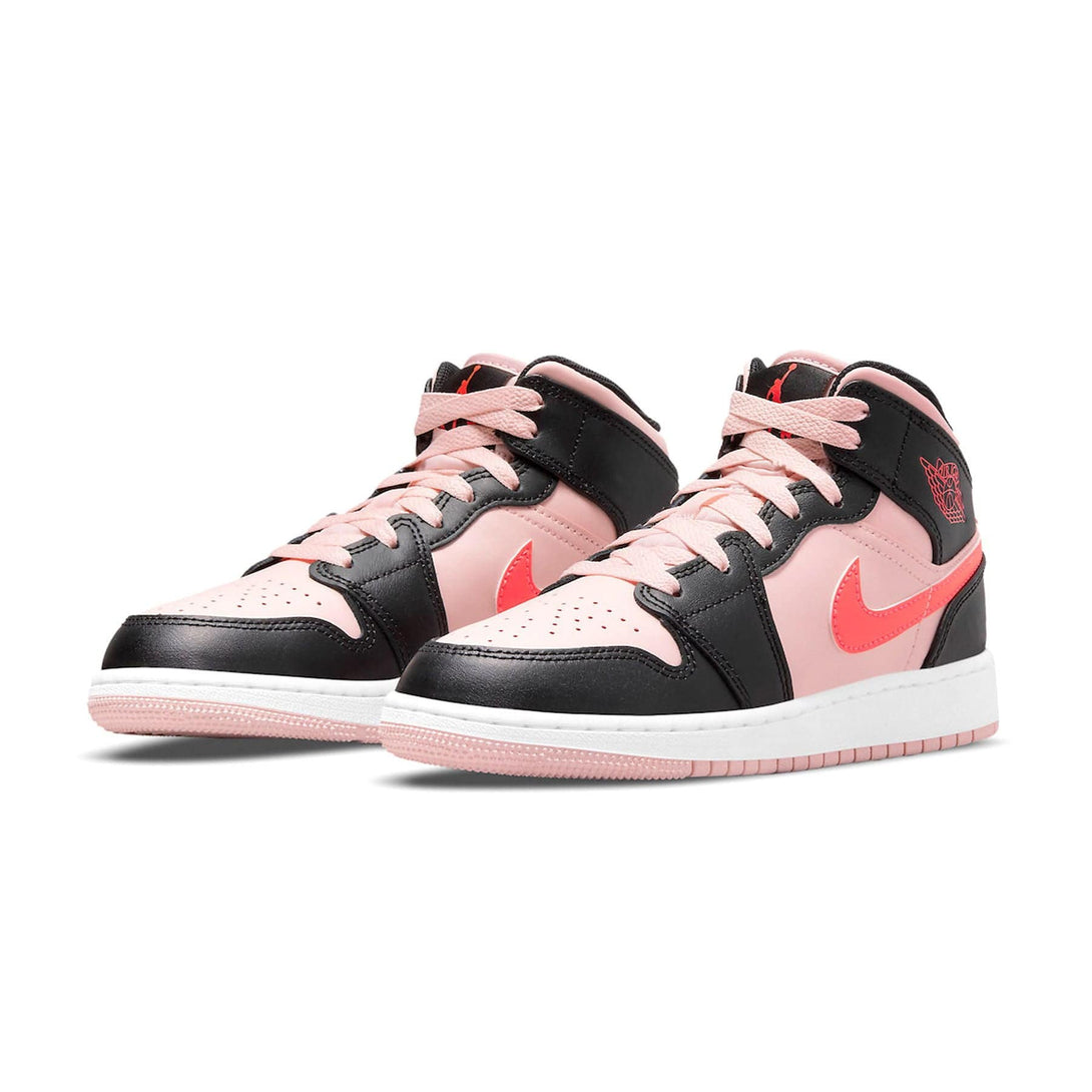 Air Jordan 1 Mid GS Black Pink Crimson- Streetwear Fashion - ellesey.com