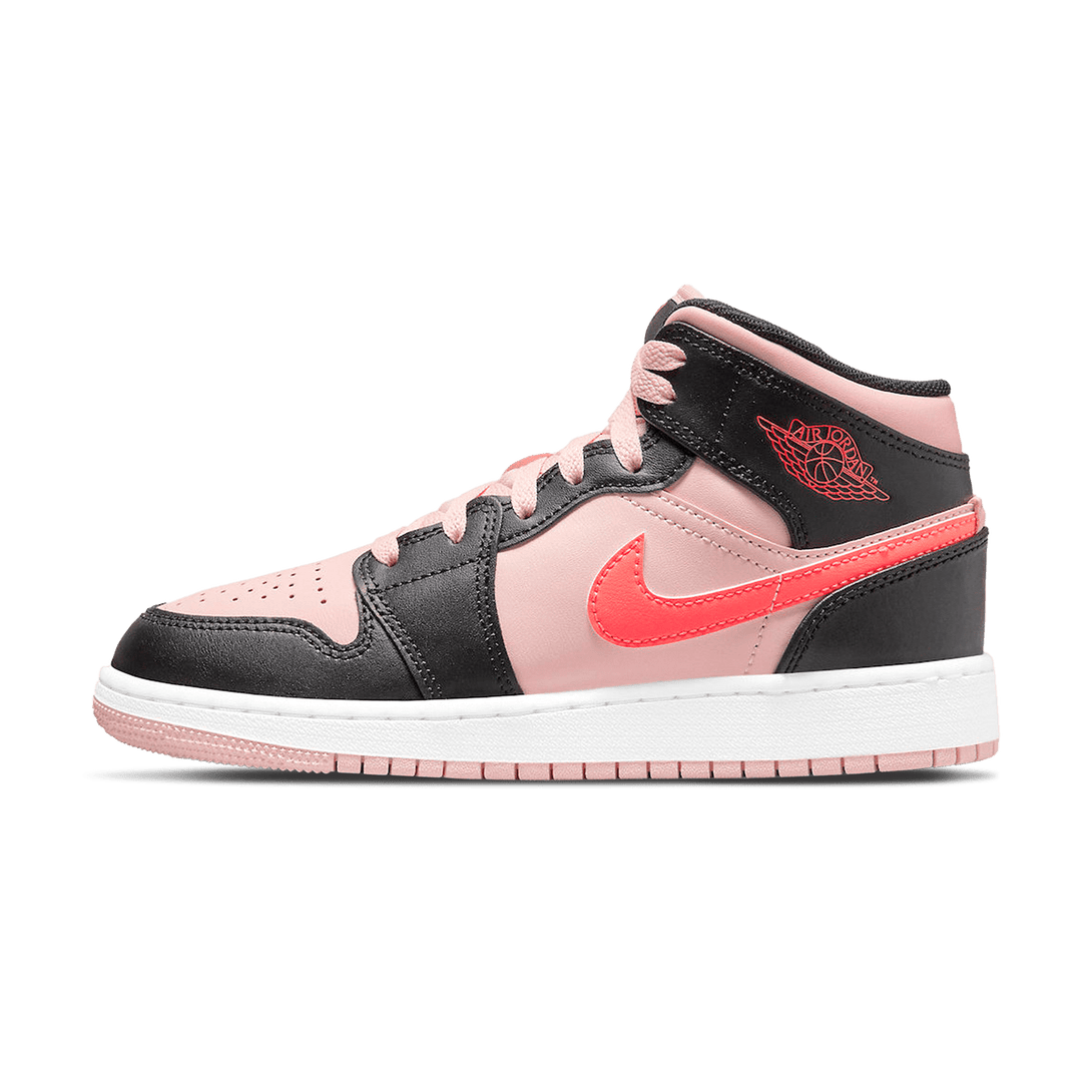 Air Jordan 1 Mid GS Black Pink Crimson- Streetwear Fashion - ellesey.com