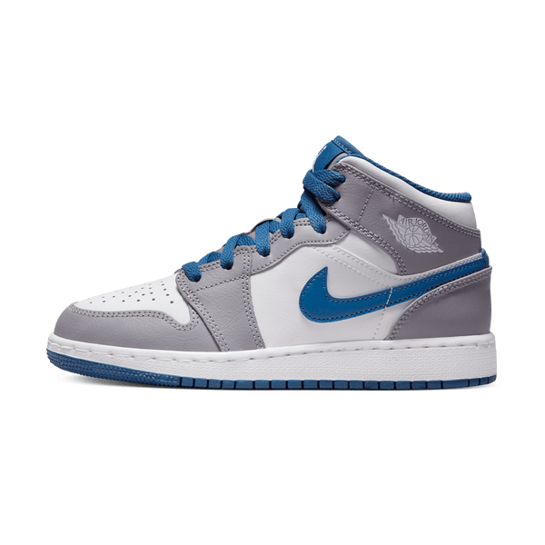 Air Jordan 1 Mid GS 'Cement True Blue'- Streetwear Fashion - ellesey.com