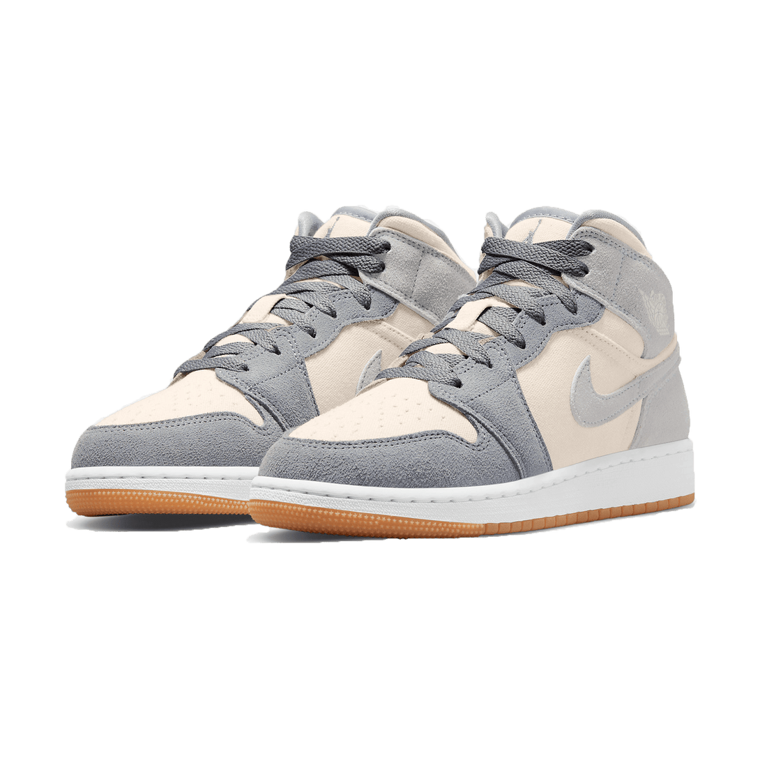 Air Jordan 1 Mid GS 'Coconut Milk Particle Grey'- Streetwear Fashion - ellesey.com