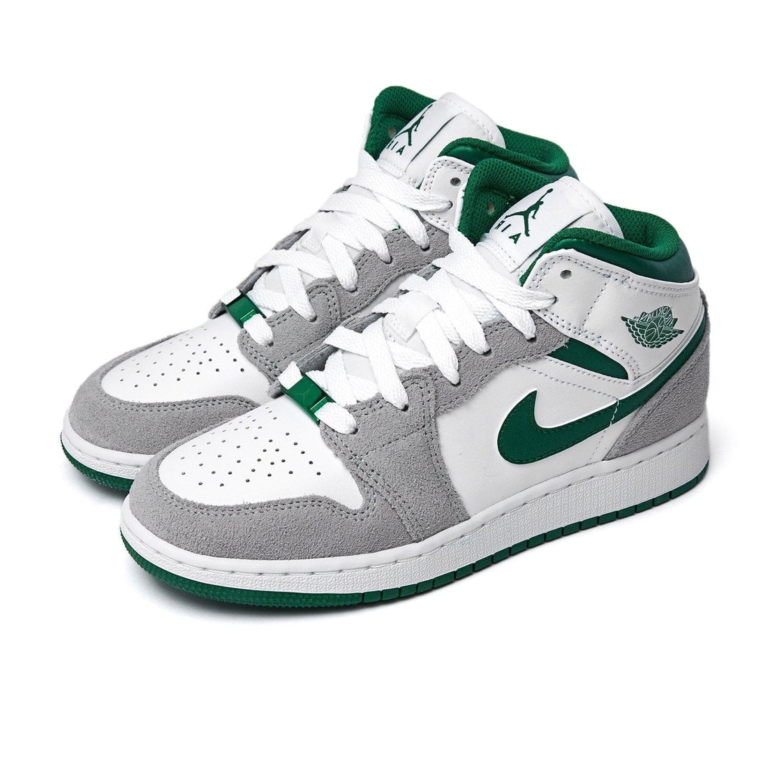 Air Jordan 1 Mid GS 'Green Grey'- Streetwear Fashion - ellesey.com