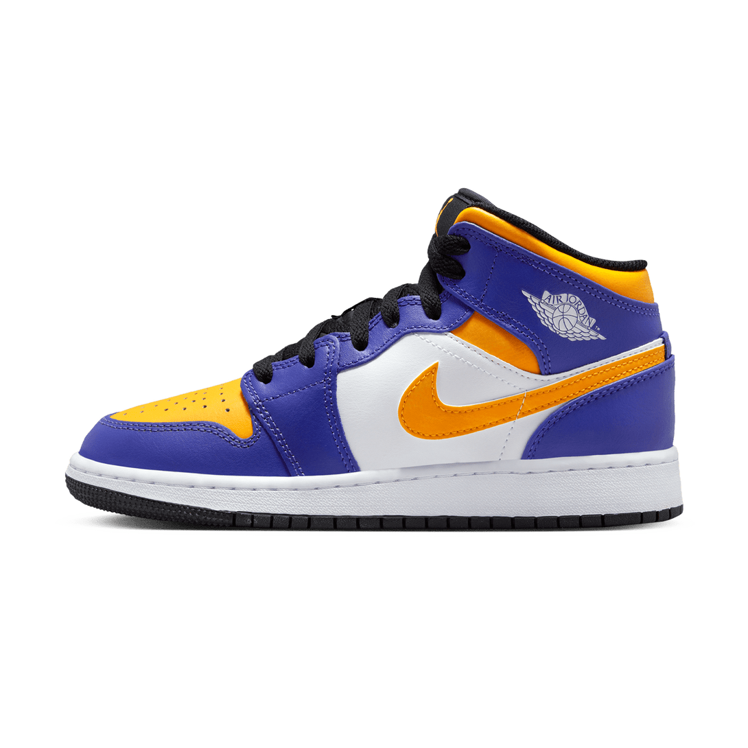 Air Jordan 1 Mid GS 'Lakers'- Streetwear Fashion - ellesey.com