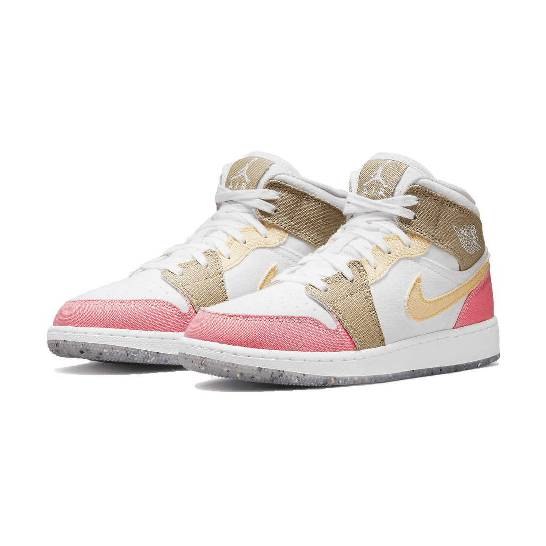 Air Jordan 1 Mid GS Pink Tan- Streetwear Fashion - ellesey.com