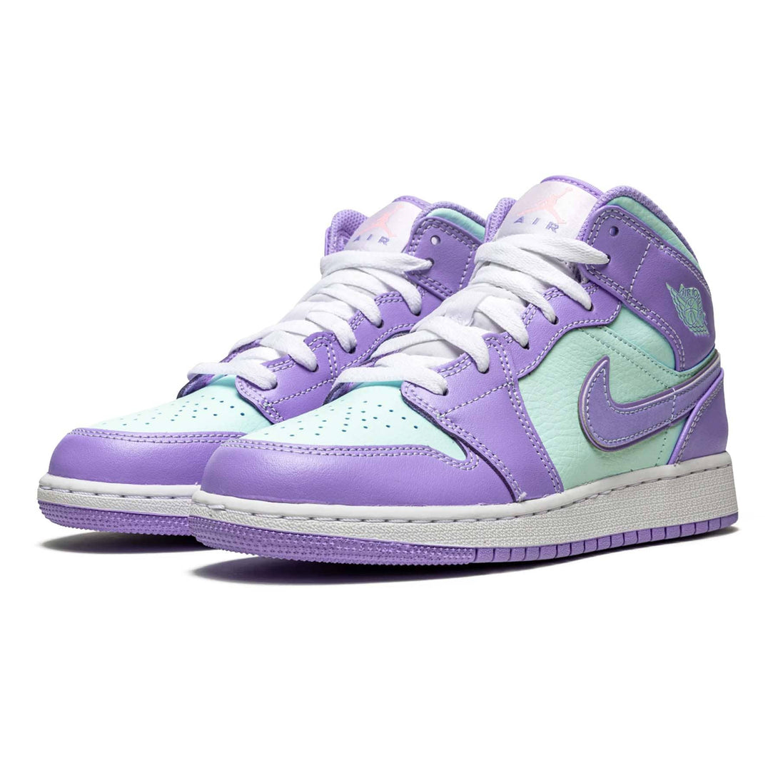 Air Jordan 1 Mid GS 'Purple Aqua'- Streetwear Fashion - ellesey.com