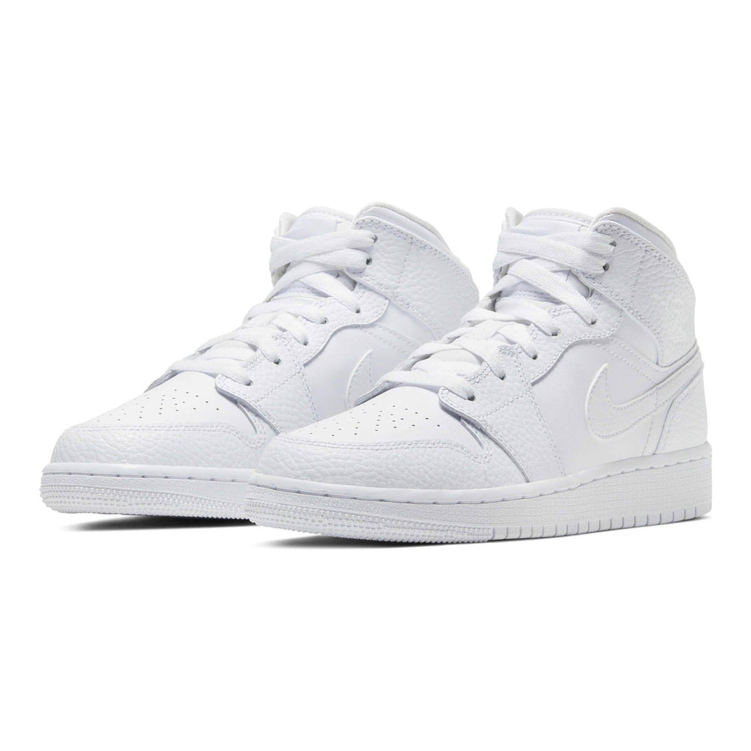 Air Jordan 1 Mid GS 'Triple White'- Streetwear Fashion - ellesey.com