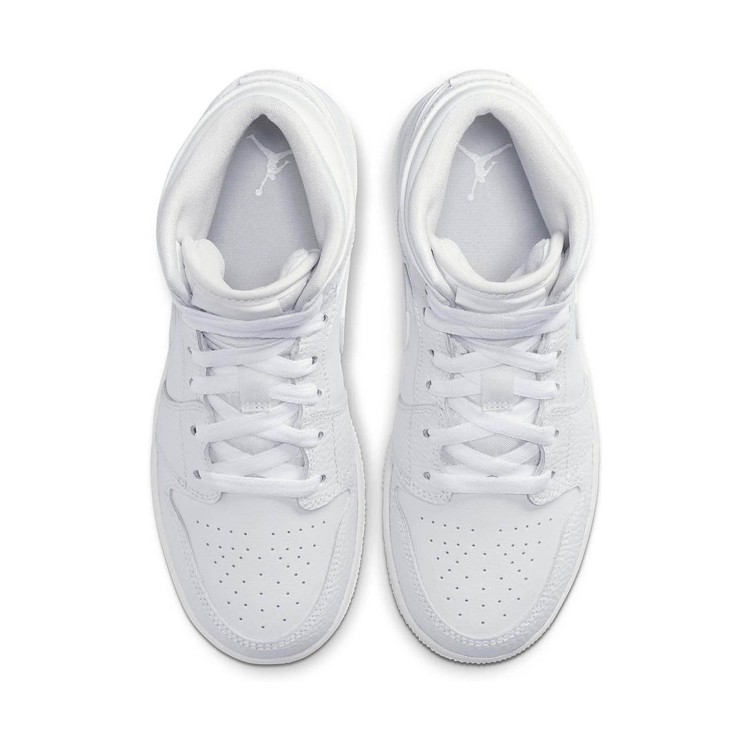 Air Jordan 1 Mid GS 'Triple White'- Streetwear Fashion - ellesey.com