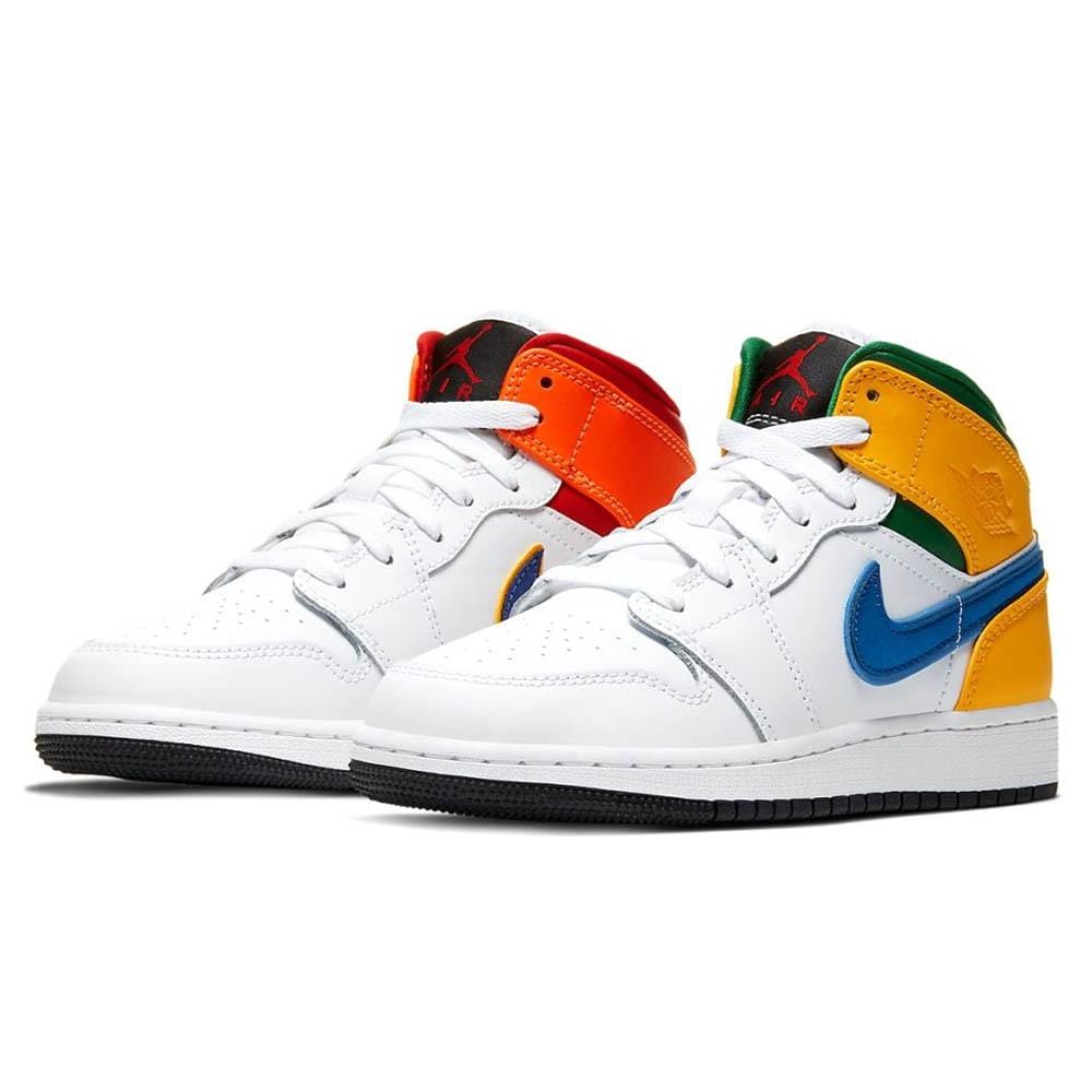 Air Jordan 1 Mid GS 'White Court Purple Teal'- Streetwear Fashion - ellesey.com