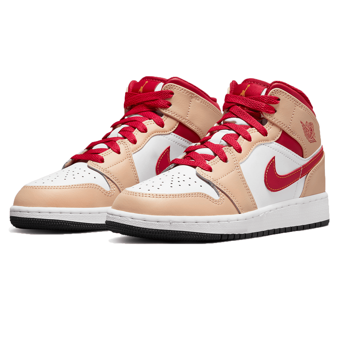 Air Jordan 1 Mid GS 'White Onyx Light Curry'- Streetwear Fashion - ellesey.com