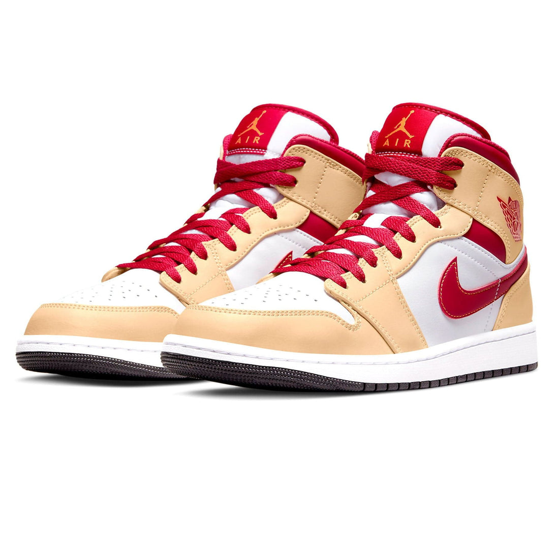 Air Jordan 1 Mid 'Light Curry Cardinal Red'- Streetwear Fashion - ellesey.com