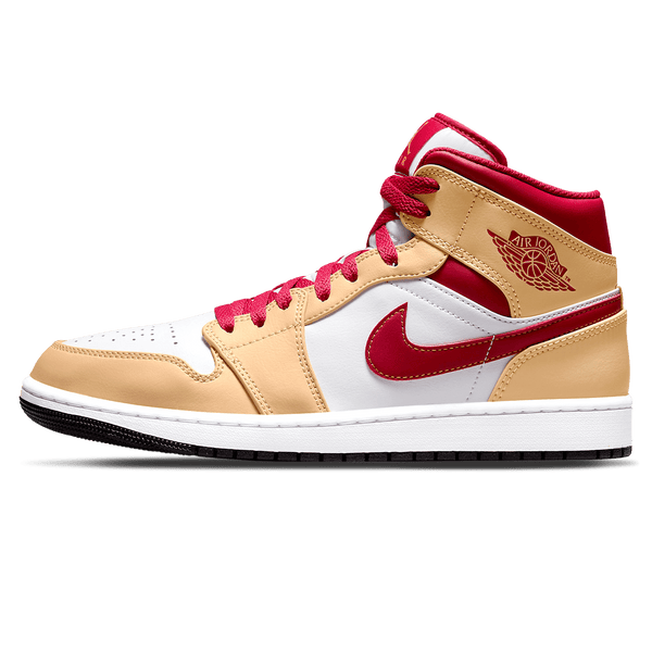 Air Jordan 1 Mid 'Light Curry Cardinal Red'- Streetwear Fashion - ellesey.com