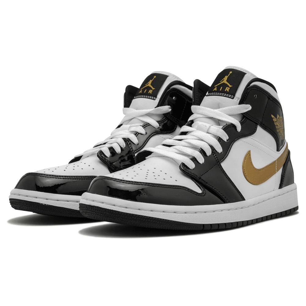 Air Jordan 1 Mid Patent 'Black Gold'- Streetwear Fashion - ellesey.com