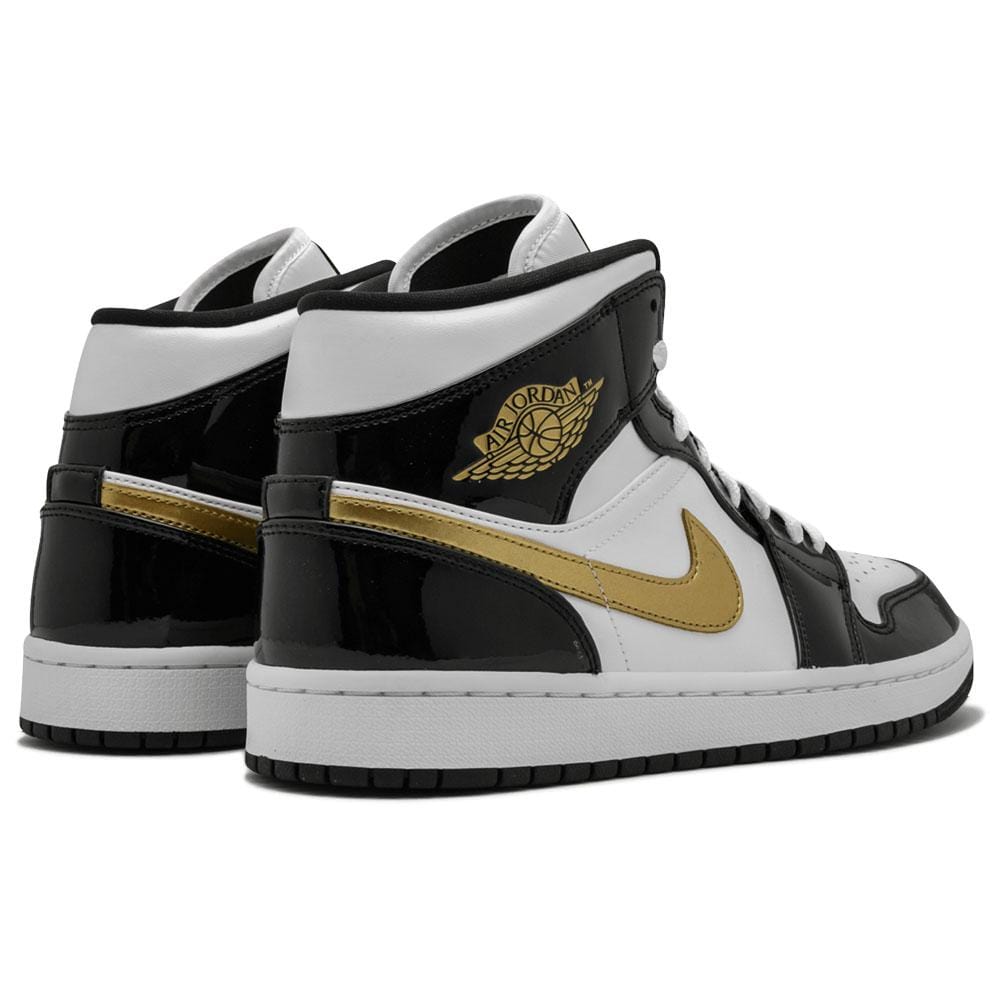 Air Jordan 1 Mid Patent 'Black Gold'- Streetwear Fashion - ellesey.com