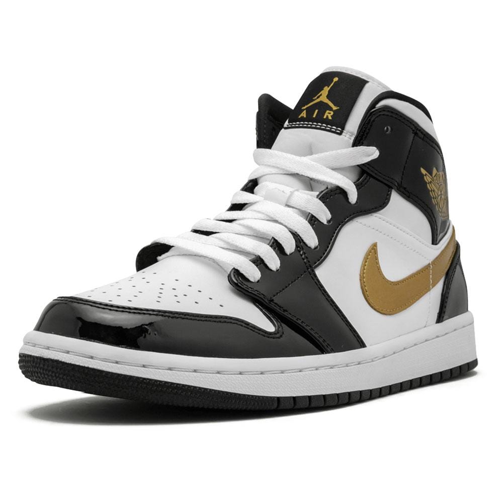 Air Jordan 1 Mid Patent 'Black Gold'- Streetwear Fashion - ellesey.com