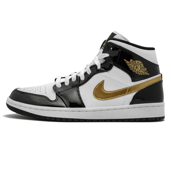 Air Jordan 1 Mid Patent 'Black Gold'- Streetwear Fashion - ellesey.com