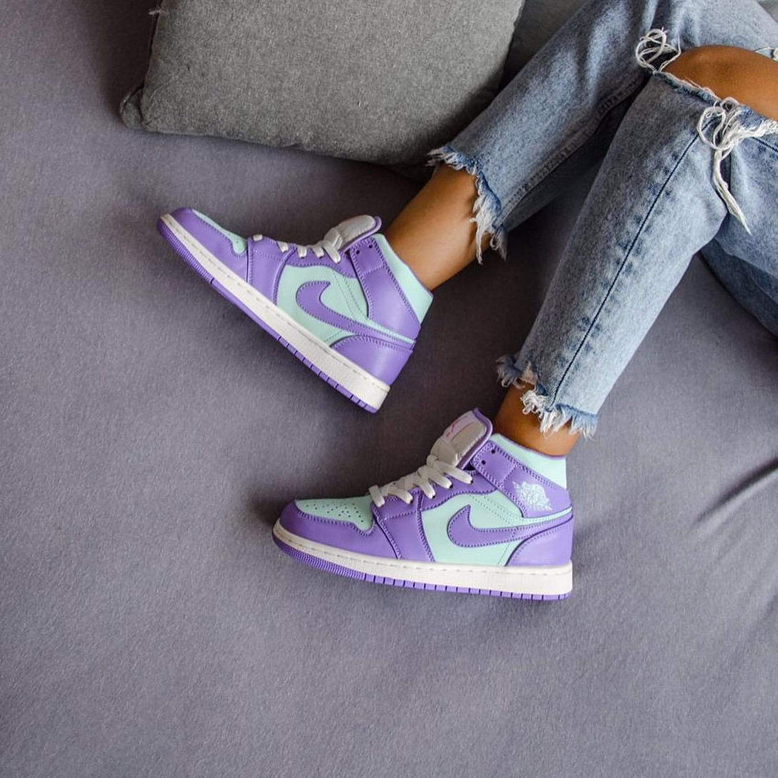 Air Jordan 1 Mid 'Purple Aqua'- Streetwear Fashion - ellesey.com