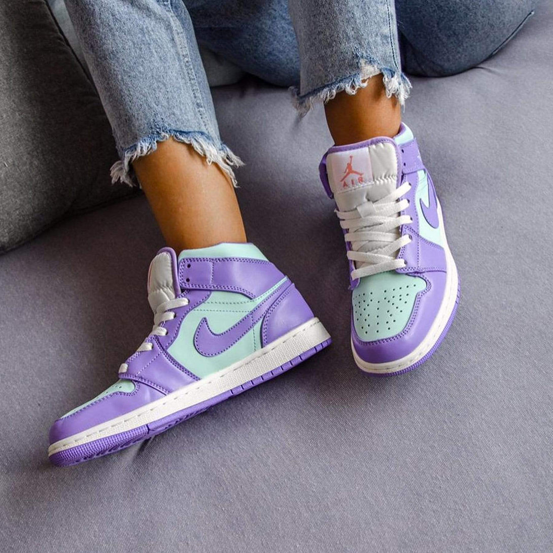 Air Jordan 1 Mid 'Purple Aqua'- Streetwear Fashion - ellesey.com