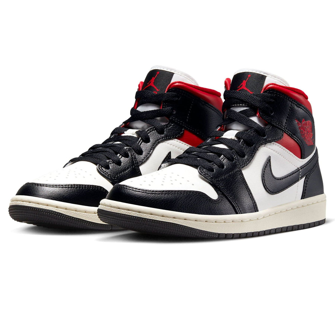 Air Jordan 1 Mid Wmns 'Black Sail Gym Red'- Streetwear Fashion - ellesey.com