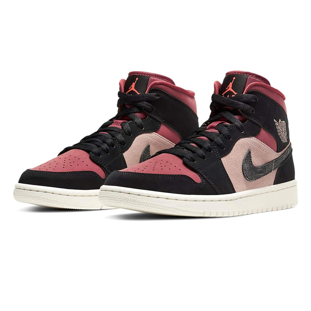 Air Jordan 1 Wmns Mid 'Burgundy Dusty Pink'- Streetwear Fashion - ellesey.com