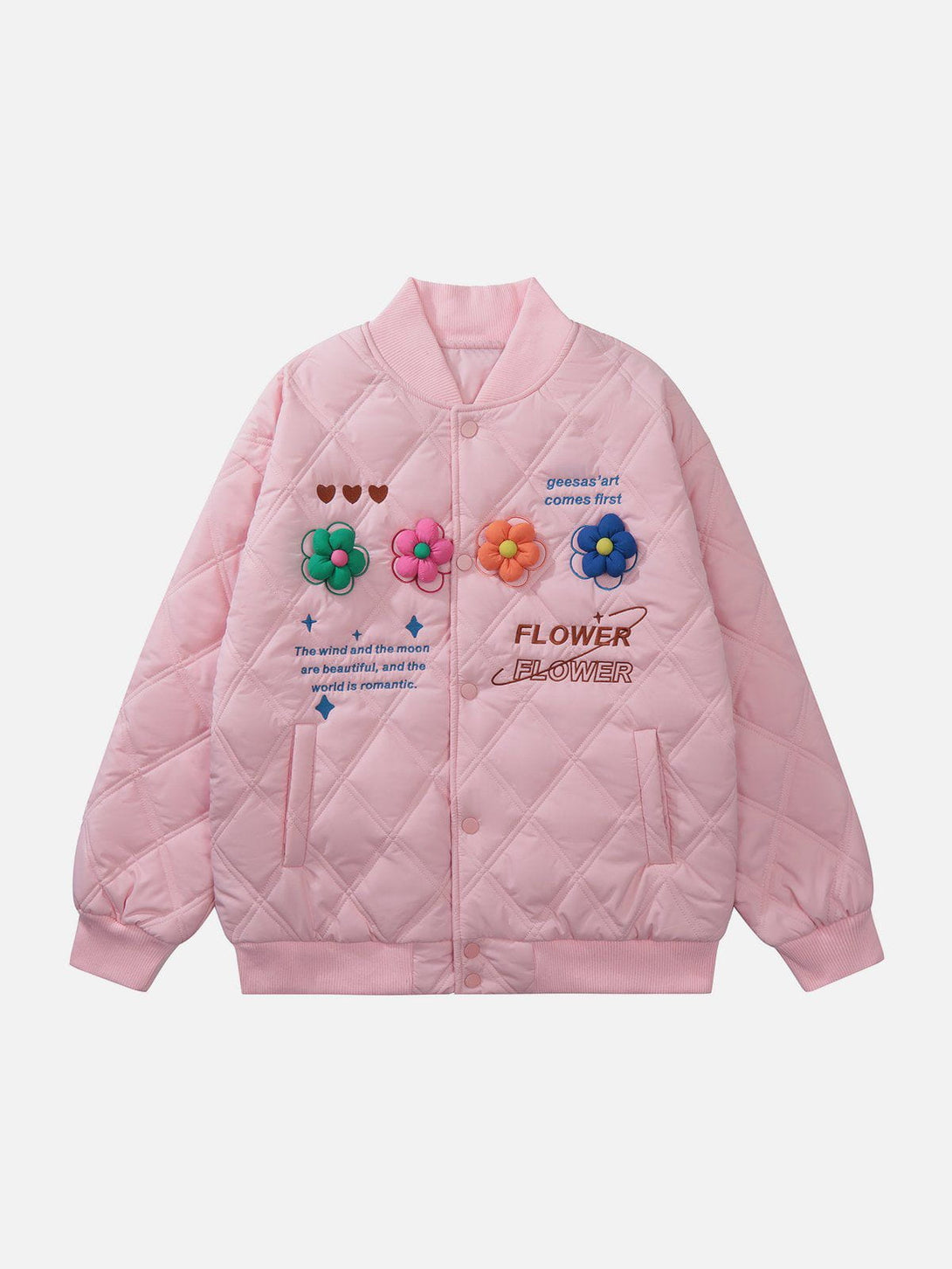 Ellesey - 3D Flower Embroidered Letters Winter Coat-Streetwear Fashion - ellesey.com