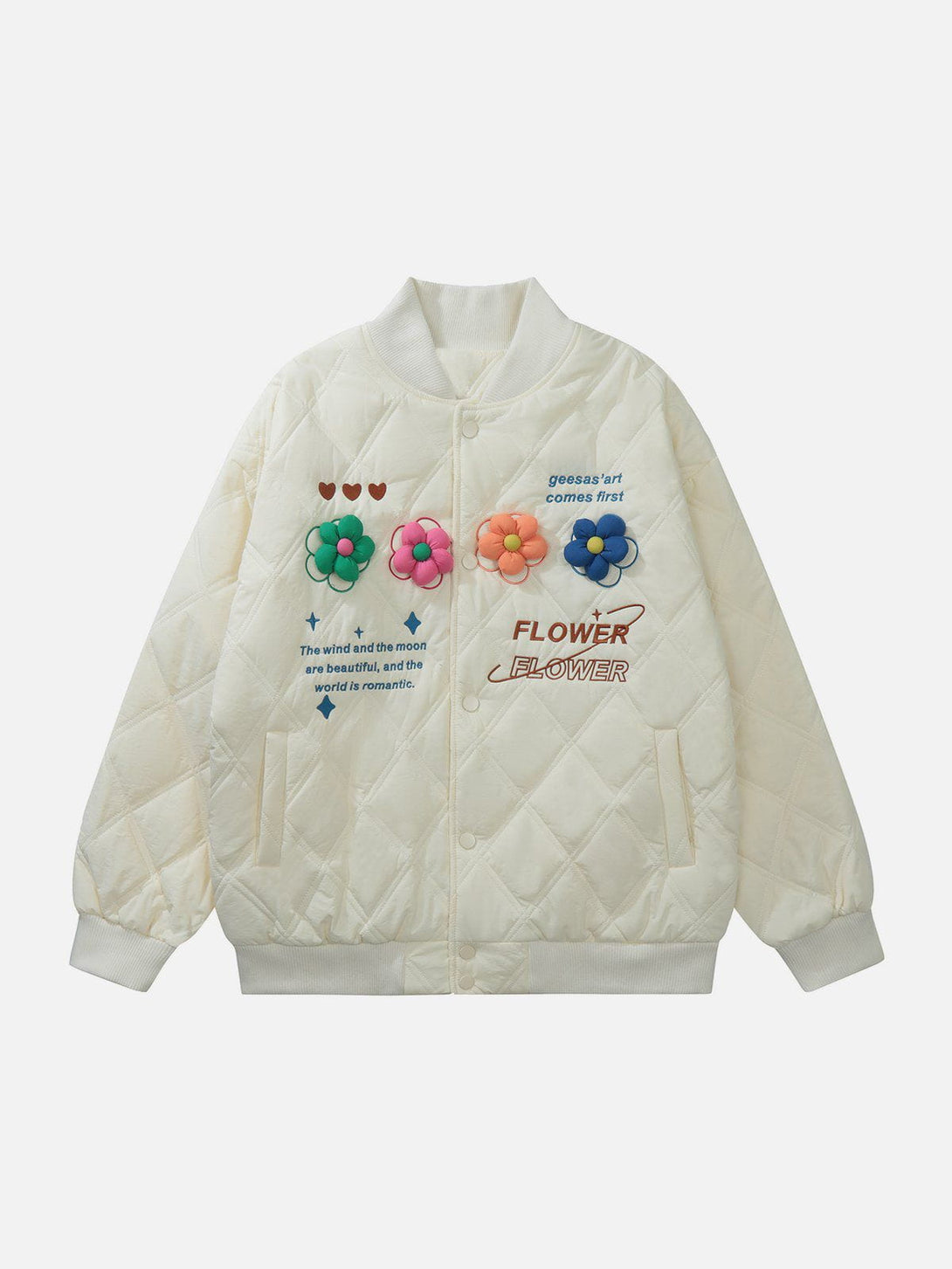 Ellesey - 3D Flower Embroidered Letters Winter Coat-Streetwear Fashion - ellesey.com