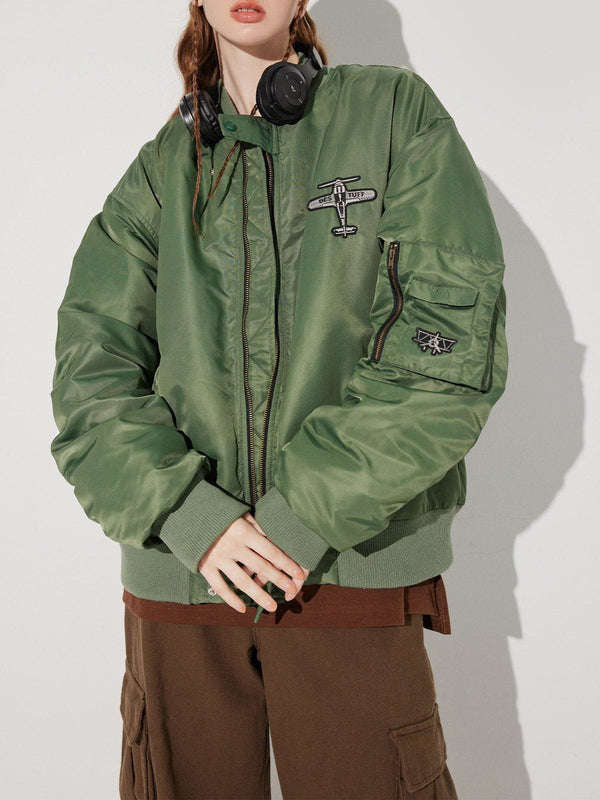 Ellesey - Airplane Embroidered Multi-pocket Winter Coat-Streetwear Fashion - ellesey.com