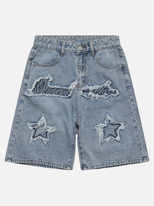 Ellesey - Alphabet-Embroidered Fringed Shorts- Streetwear Fashion - ellesey.com