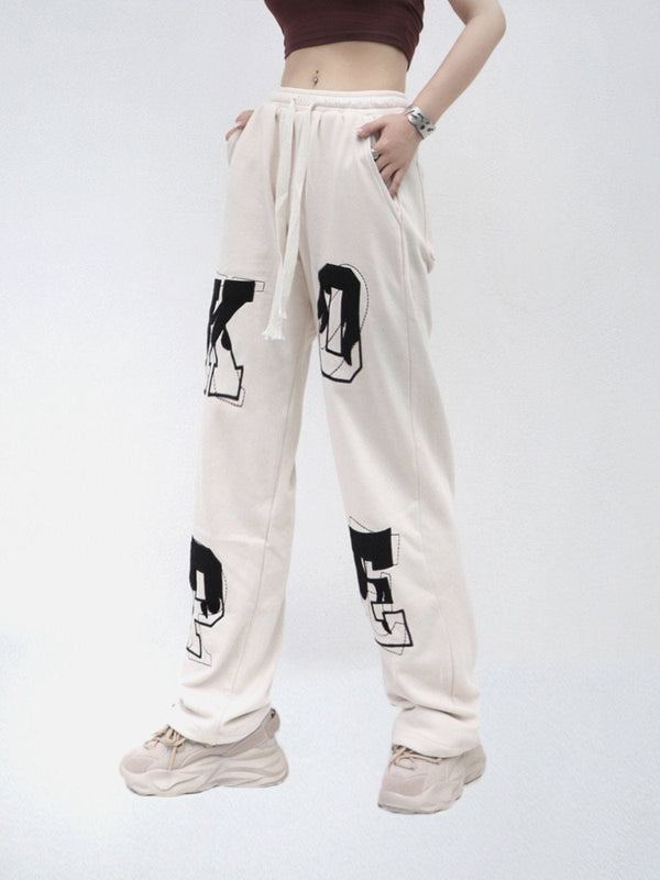 Ellesey - Alphabet Embroidery Drawstring Pants- Streetwear Fashion - ellesey.com