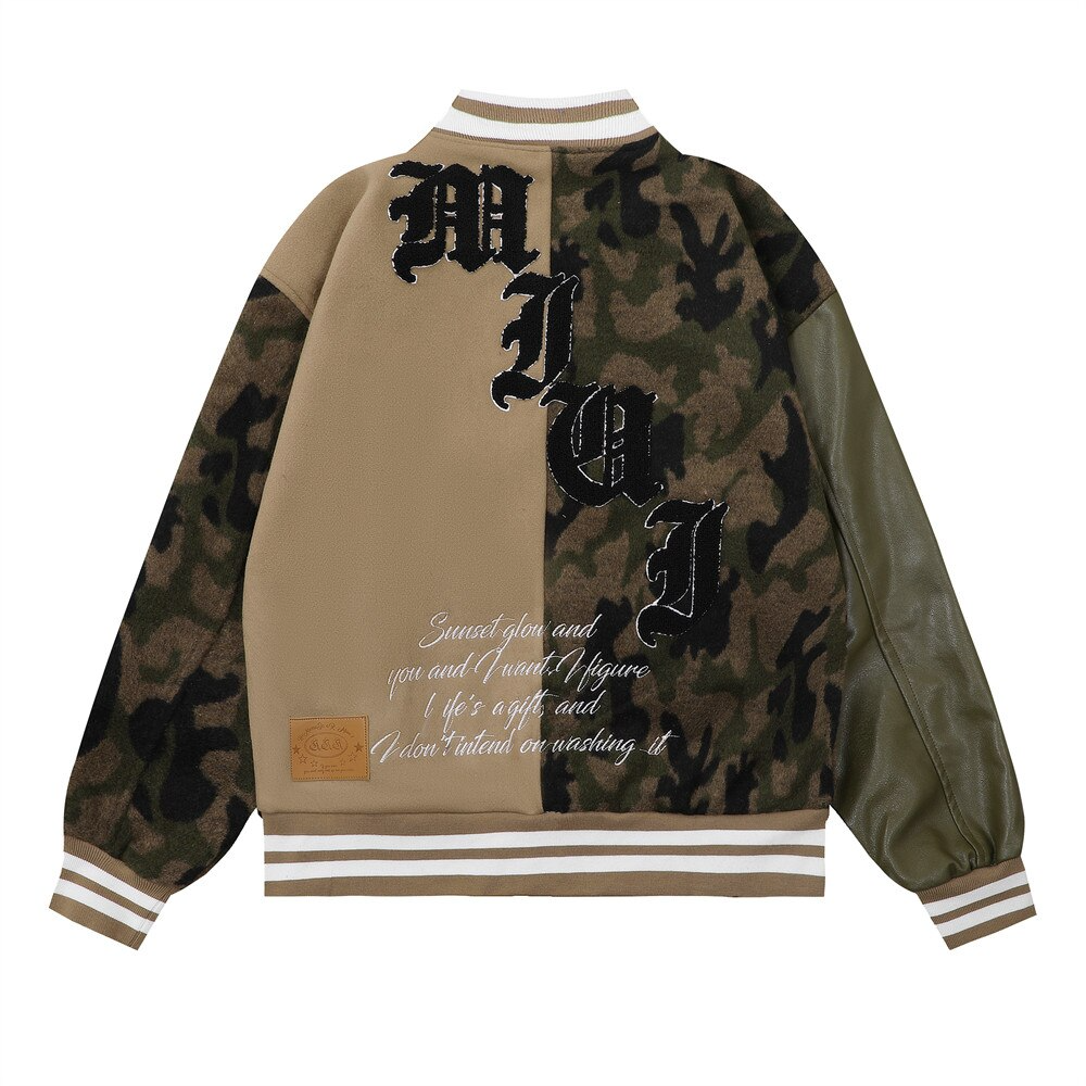 Ellesey - American Patchwork Camouflage Varsity Jacket- Streetwear Fashion - ellesey.com