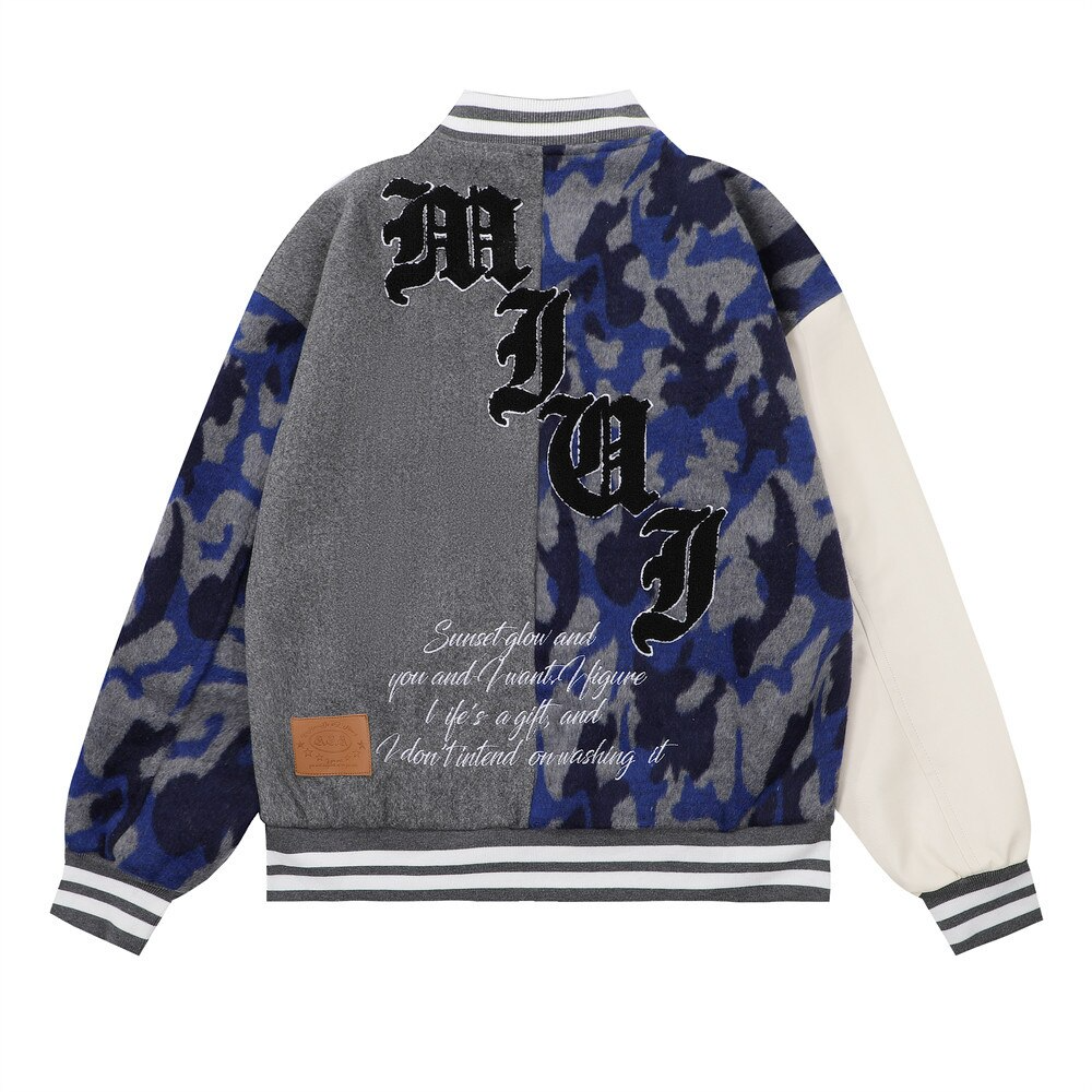 Ellesey - American Patchwork Camouflage Varsity Jacket- Streetwear Fashion - ellesey.com