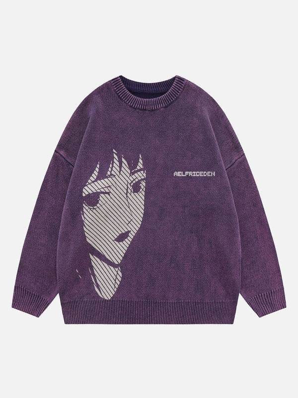 Ellesey - Anime Girl Print Pullover Sweater-Streetwear Fashion - ellesey.com