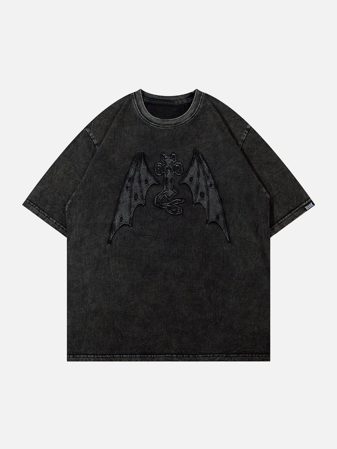 Ellesey - Applique Embroidery Devil Element Washed Tee- Streetwear Fashion - ellesey.com