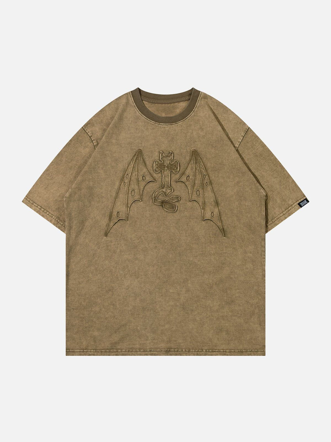 Ellesey - Applique Embroidery Devil Element Washed Tee- Streetwear Fashion - ellesey.com