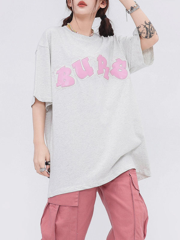 Ellesey - Applique Embroidery Letter Tee- Streetwear Fashion - ellesey.com