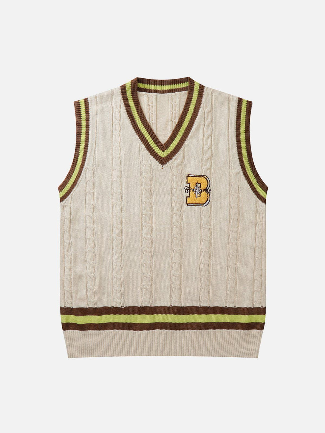 Ellesey - "B" Embroidered Sweater Vest-Streetwear Fashion - ellesey.com