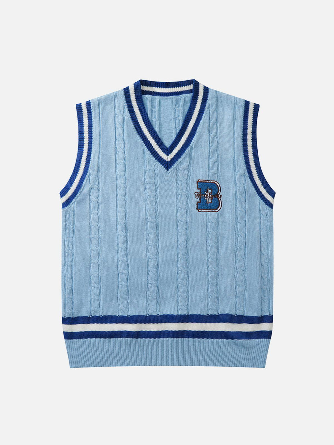 Ellesey - "B" Embroidered Sweater Vest-Streetwear Fashion - ellesey.com