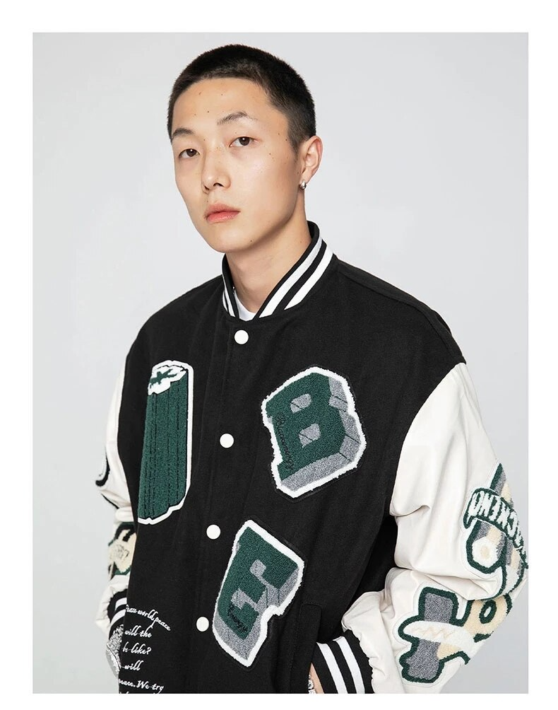 Ellesey - BE Black Baseball Jacket- Streetwear Fashion - ellesey.com