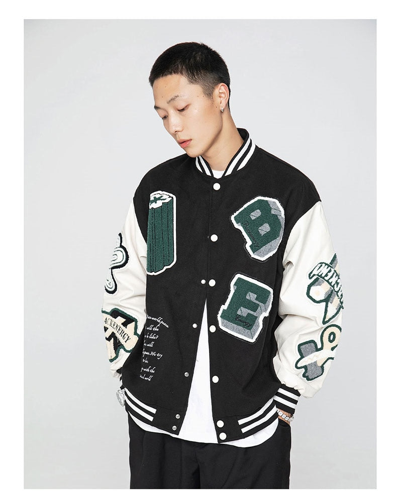 Ellesey - BE Black Baseball Jacket- Streetwear Fashion - ellesey.com