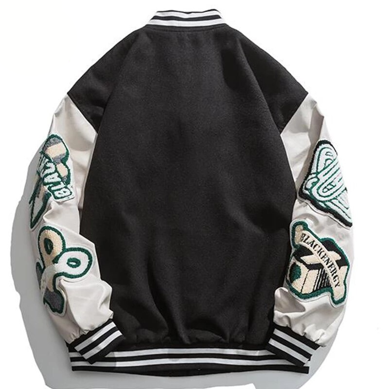 Ellesey - BE Black Baseball Jacket- Streetwear Fashion - ellesey.com