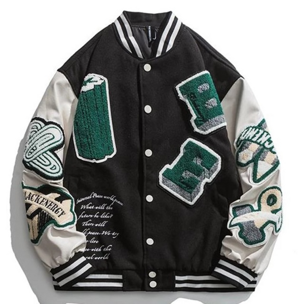 Ellesey - BE Black Baseball Jacket- Streetwear Fashion - ellesey.com