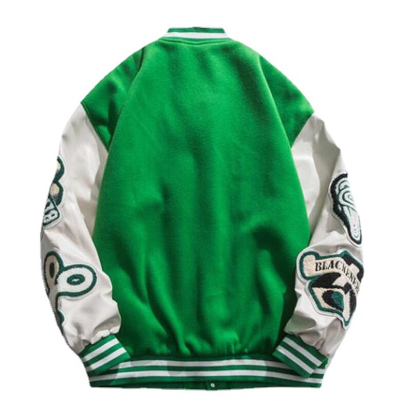 Ellesey - BE Green Baseball Jacket- Streetwear Fashion - ellesey.com