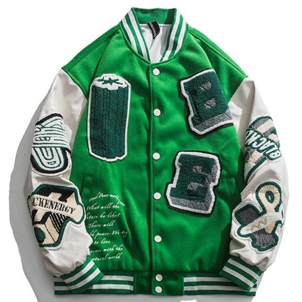 Ellesey - BE Green Baseball Jacket- Streetwear Fashion - ellesey.com