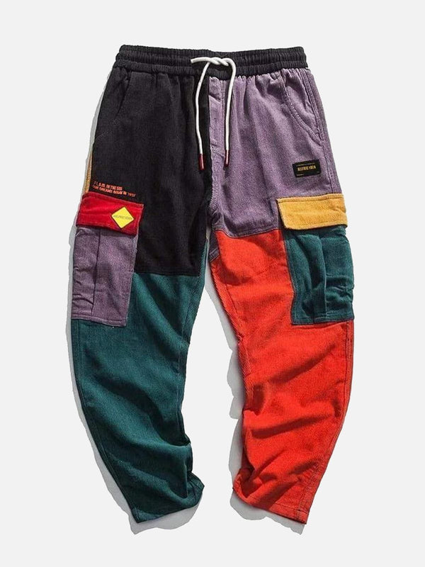 Ellesey - "Back to 90's" Patchwork Color Block Corduroy Pants- Streetwear Fashion - ellesey.com