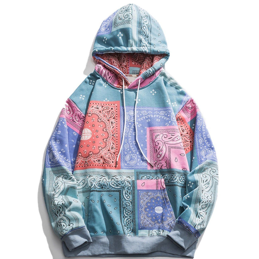 Ellesey - Bandana Print Panel Hoodie- Streetwear Fashion - ellesey.com