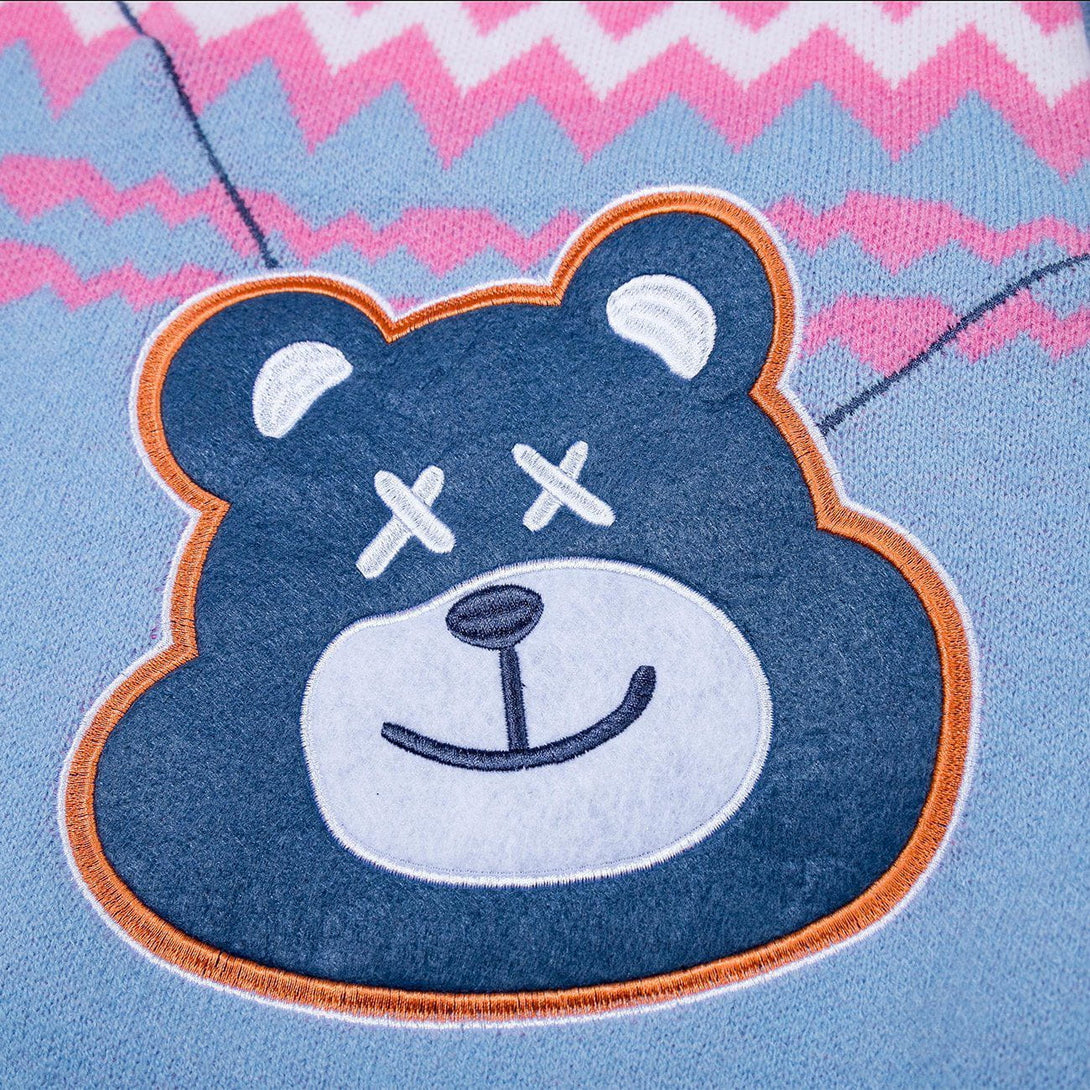 Ellesey - Bear Bag Pattern Stitching Knit Sweater-Streetwear Fashion - ellesey.com